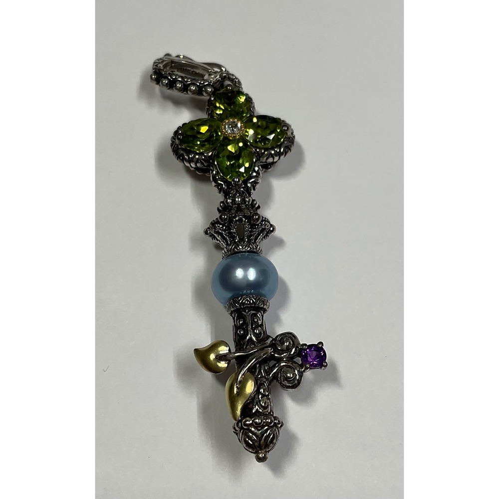 Barbara Bixby Sterling Silver 18K Gold Peridot Pearl Key Enhancer Pendant